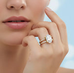 Load image into Gallery viewer, 3.05ct Brilliant Oval Halo Lab Grown Diamond Ring