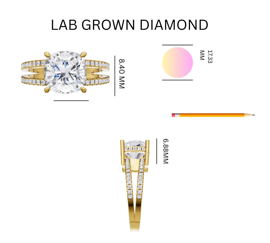 3.2ct Grand Cushion Halo Lab Grown Diamond Ring