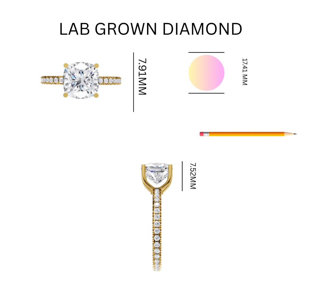 2.94 Ct Cushion Cut Lab Grown Diamond Ring