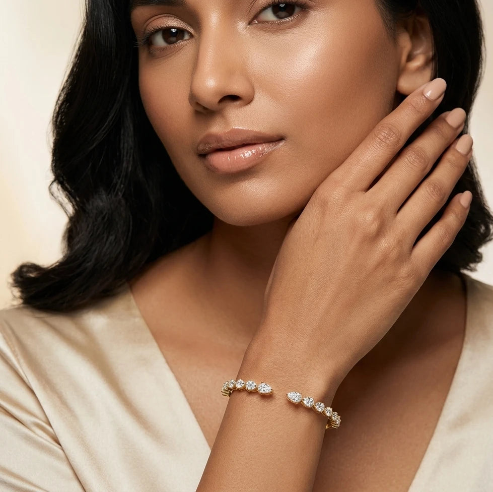4.26 ct Lab Grown Diamond Pear Cascade Cuff Bracelet