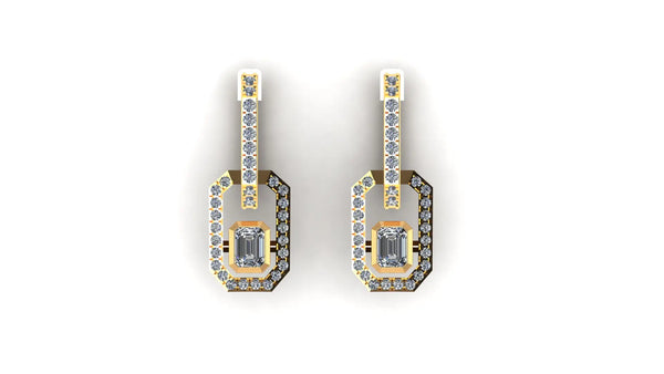 0.88 ct Lab-Grown Diamond Round & Emerald Hoop Earrings