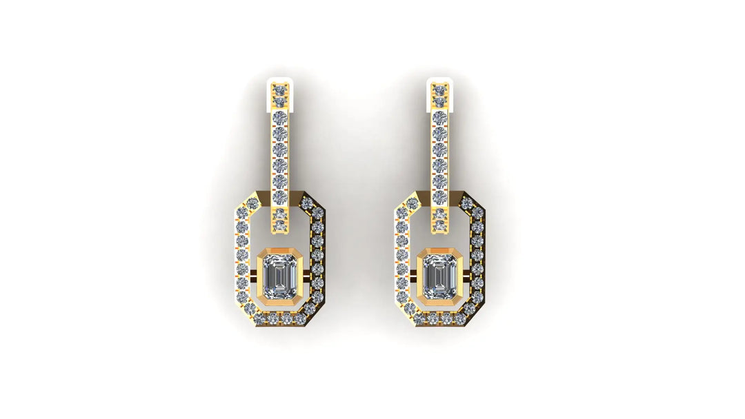 0.88 ct Lab-Grown Diamond Round & Emerald Hoop Earrings