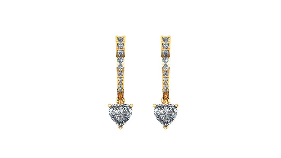 1.279 ct Lab-Grown Diamond Heart & Round Hoop Earrings