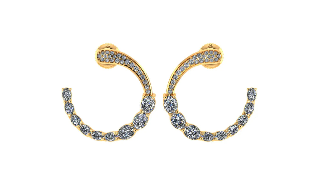 1.69 ct Lab-Grown Diamond Oval & Round Stud Earrings