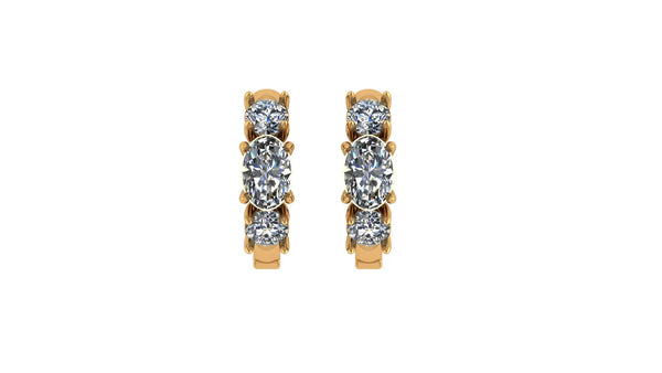 1.44 ct Lab-Grown Diamond Oval & Round 18KT Hoop Earrings