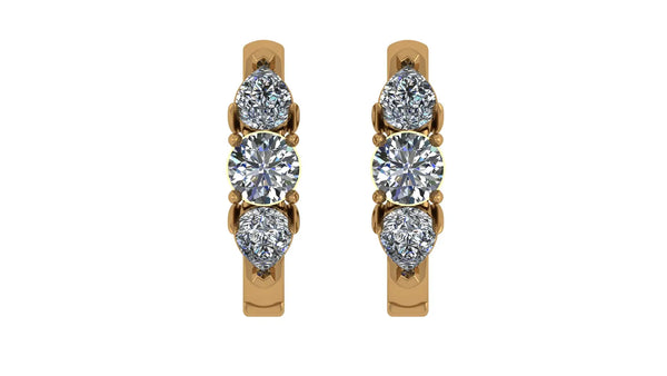 0.99 ct Lab-Grown Diamond Round & Pear Hoop Earrings
