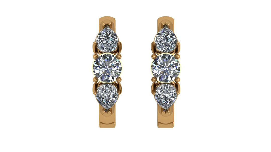 0.99 ct Lab-Grown Diamond Round & Pear Hoop Earrings