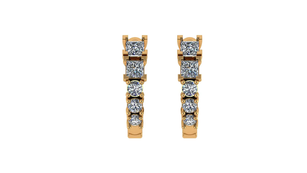 0.72 ct Lab-Grown Diamond Princess & Round Earrings