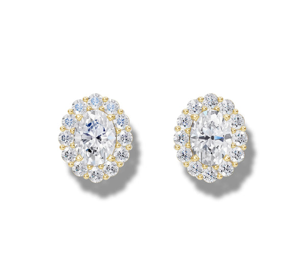 1.46 ct lab grown diamond oval radiance halo earrings
