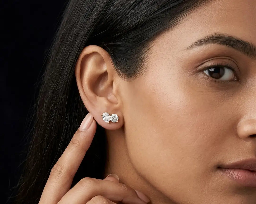2.01 ct Lab-Grown Diamond Round & Pear Cut Earrings