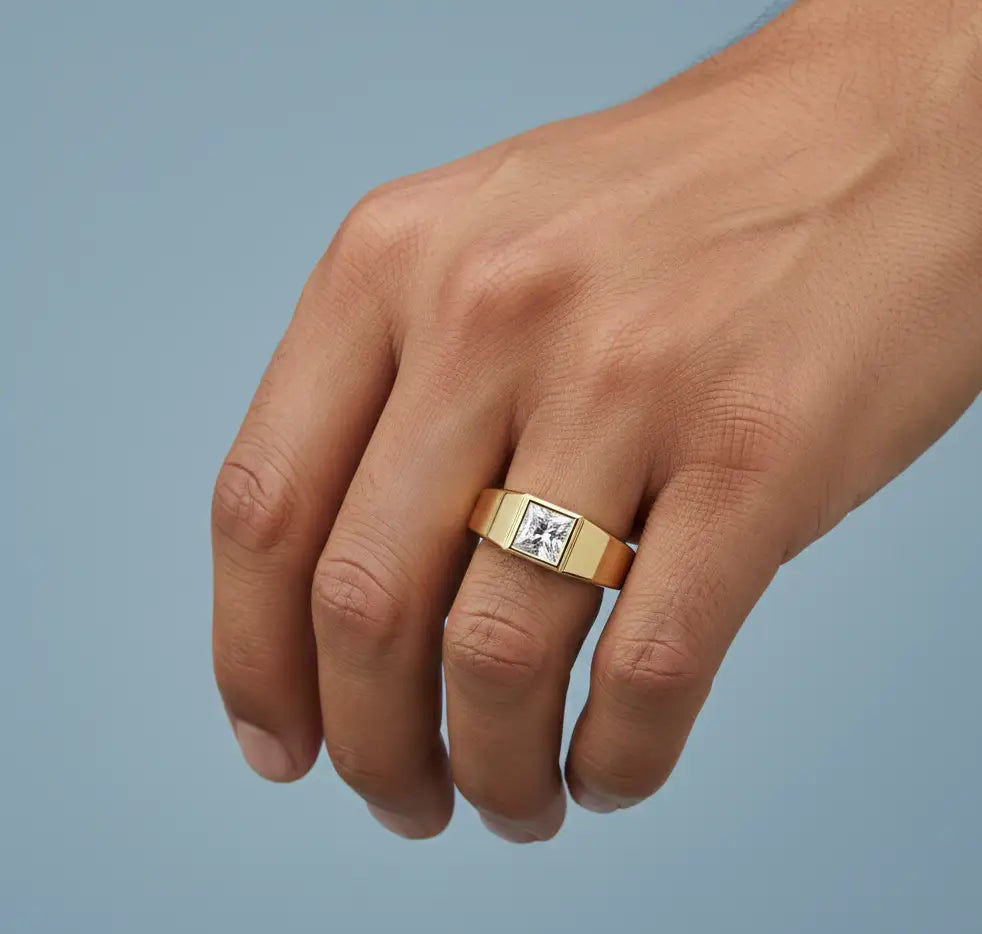 0.61 ct Lab-Grown Diamond Men's Princess Solitaire