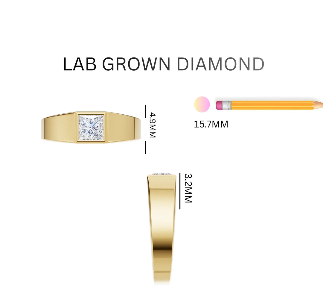 0.61 ct Lab-Grown Diamond Men's Princess Solitaire