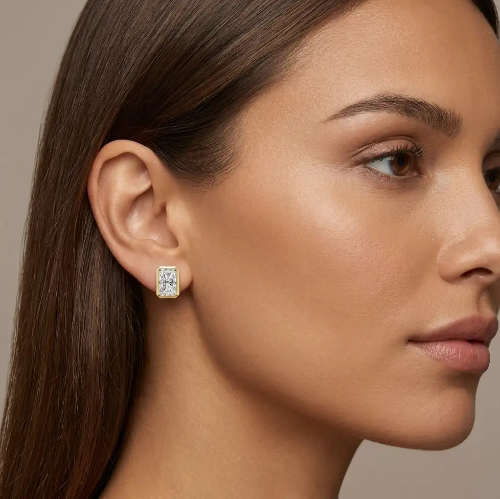 0.81 ct Lab-Grown Diamond Round & Radiant Earrings