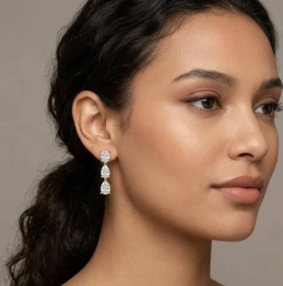 0.70 ct Lab-Grown Diamond Oval & Pear Cut Earrings