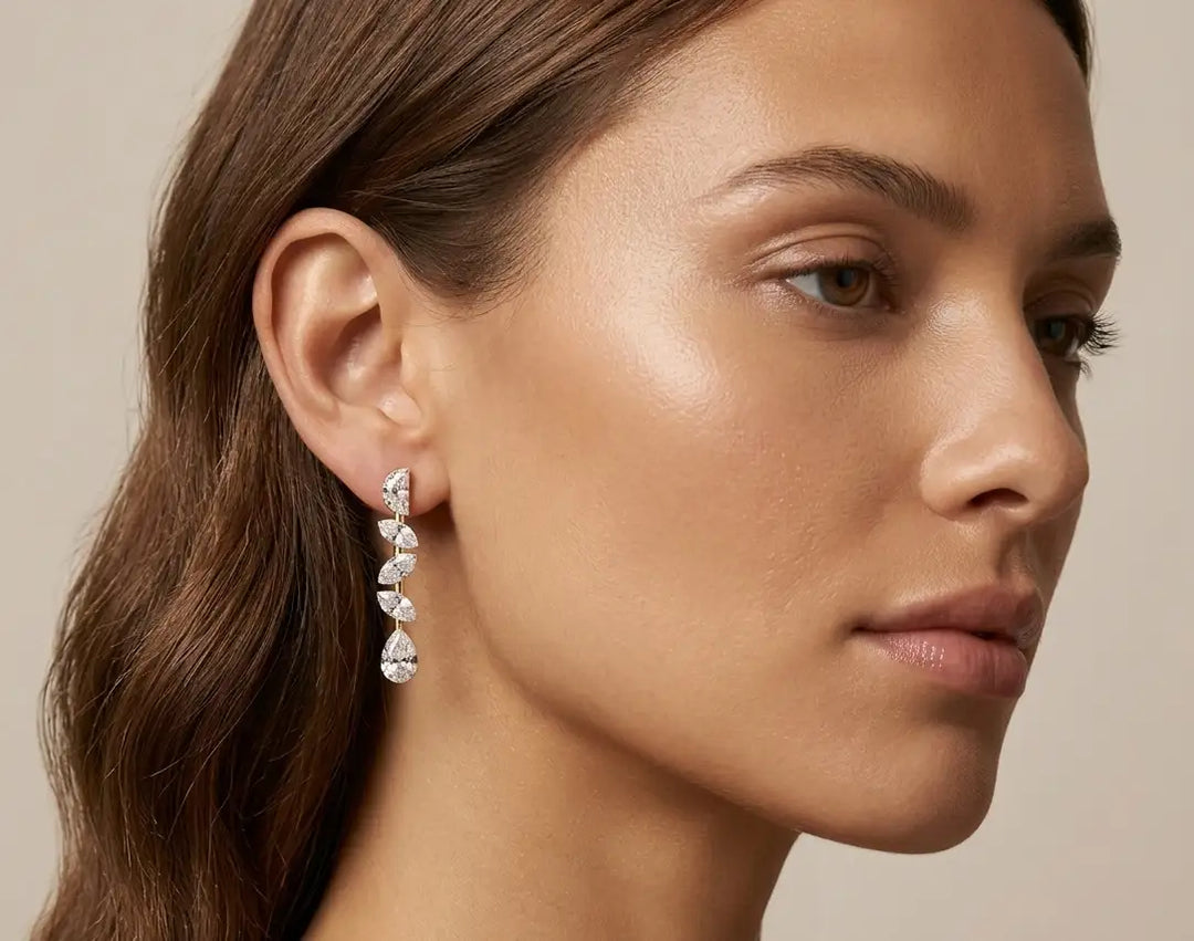 0.87 ct Lab-Grown Diamond Half Moon & Marquise Earrings