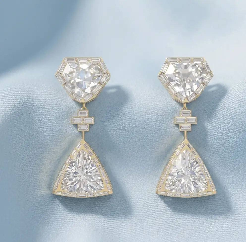 1.50 ct Lab-Grown Diamond Trillion & Baguette Earrings