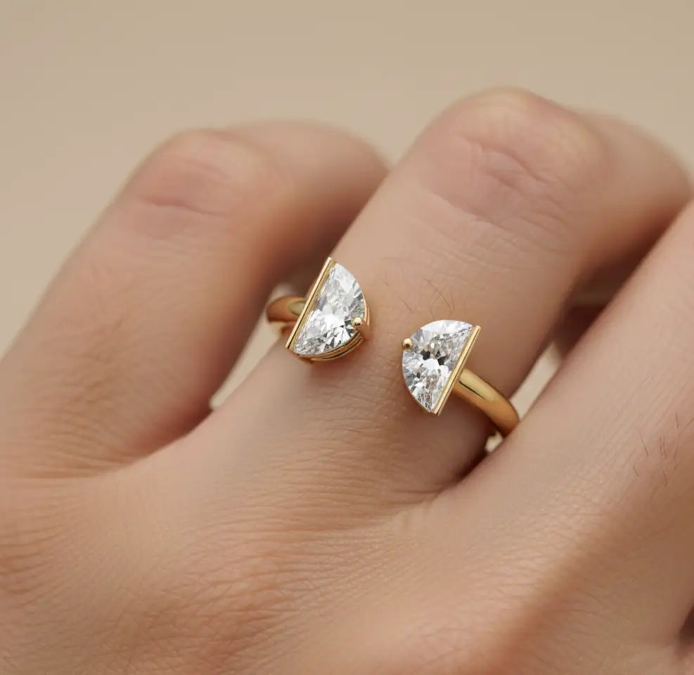 0.72 ct Lab-Grown Diamond Half Moon Ring