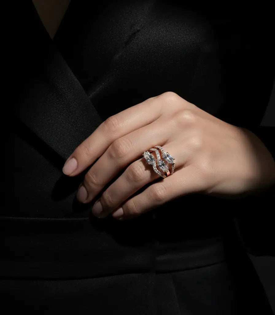 3.94 ct Lab-Grown Diamond Tapered Hexagon Cut Trio Ring