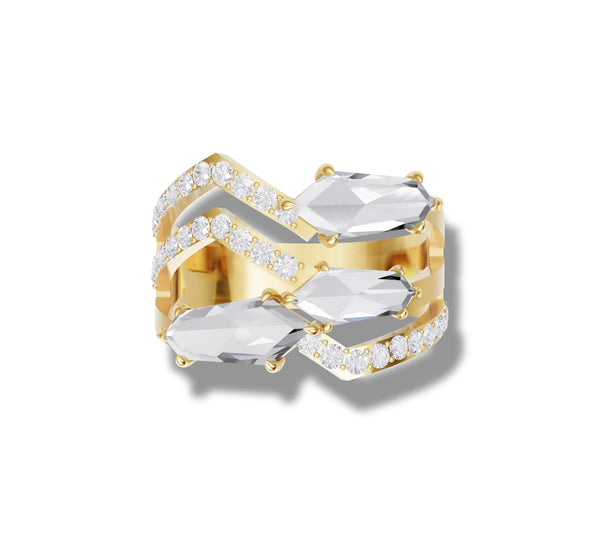 3.94 ct Lab-Grown Diamond Tapered Hexagon Cut Trio Ring
