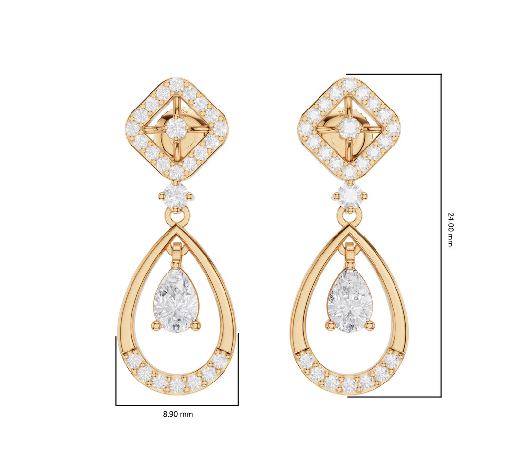 0.83 ct Lab-Grown Diamond Flowing Round & Pear Danglers