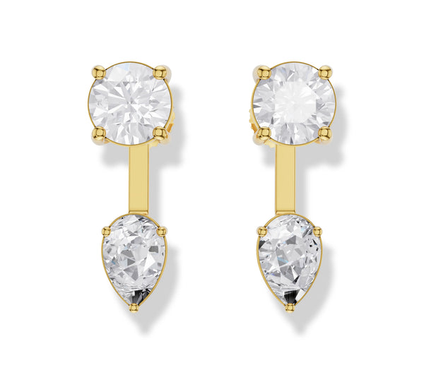 2.333 ct Lab-Grown Diamond Round & Pear Two-in-One Earrings