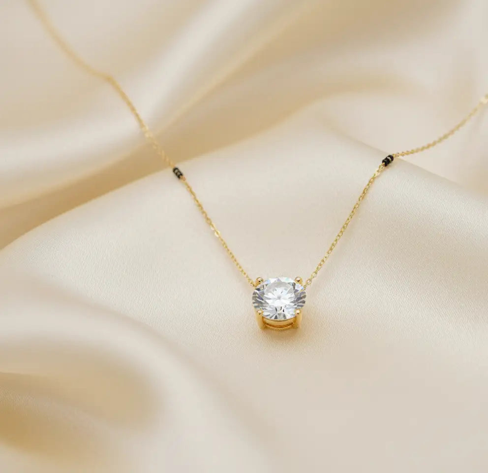 1.85 ct lab grown everlight solitaire mangalsutra