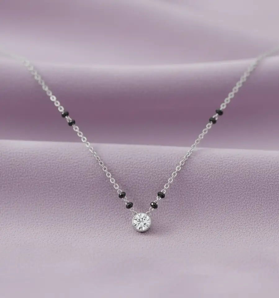 Classic Round Solitaire 1.37 ct lab grown Mangalsutra