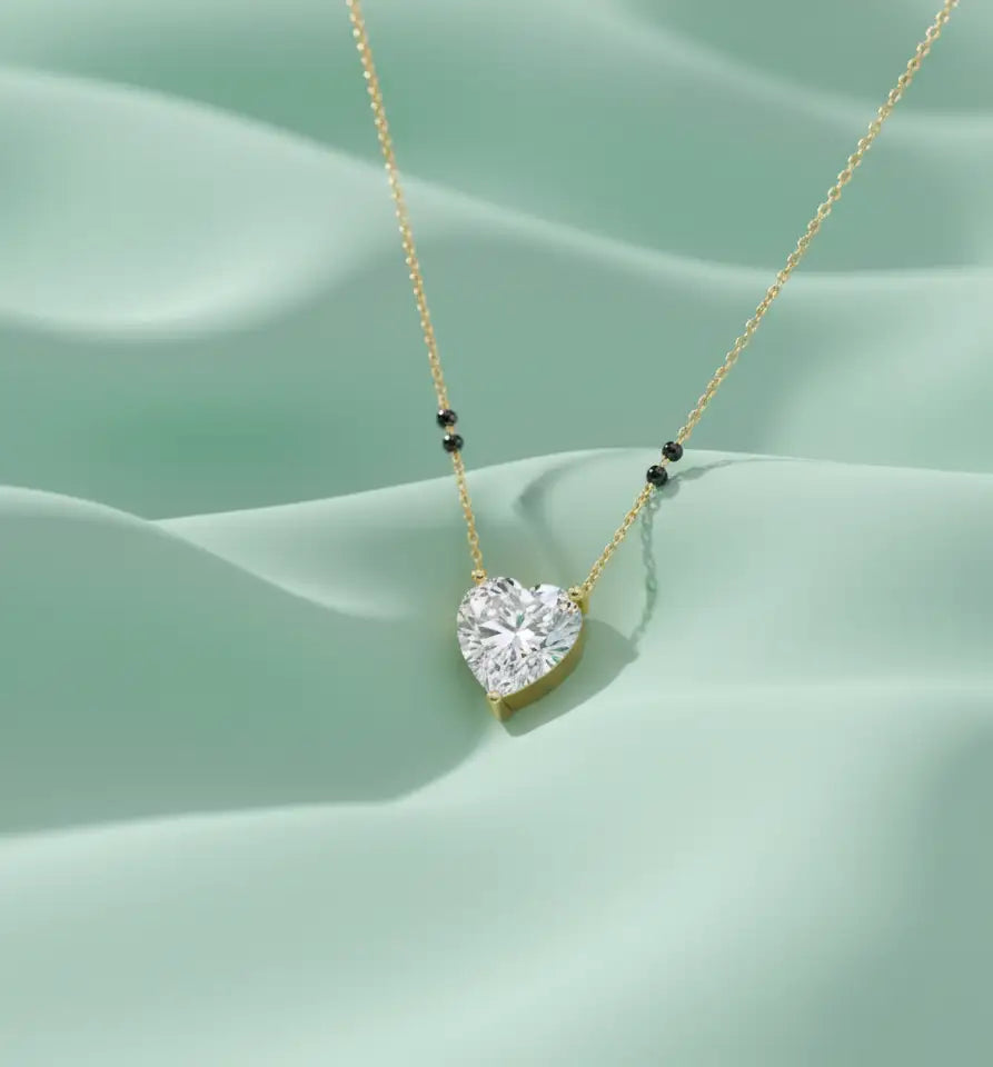 Heart Solitaire 1.67 ct lab grown Mangalsutra