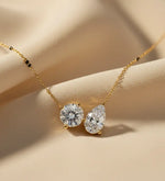 Load image into Gallery viewer, 1.8 ct lab grown round and pear shape toi et moi solitaire mangalsutra
