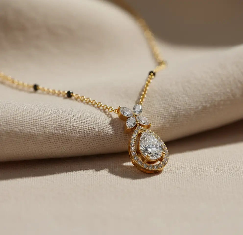 1.79 ct lab grown Floral Marquise Pear Mangalsutra