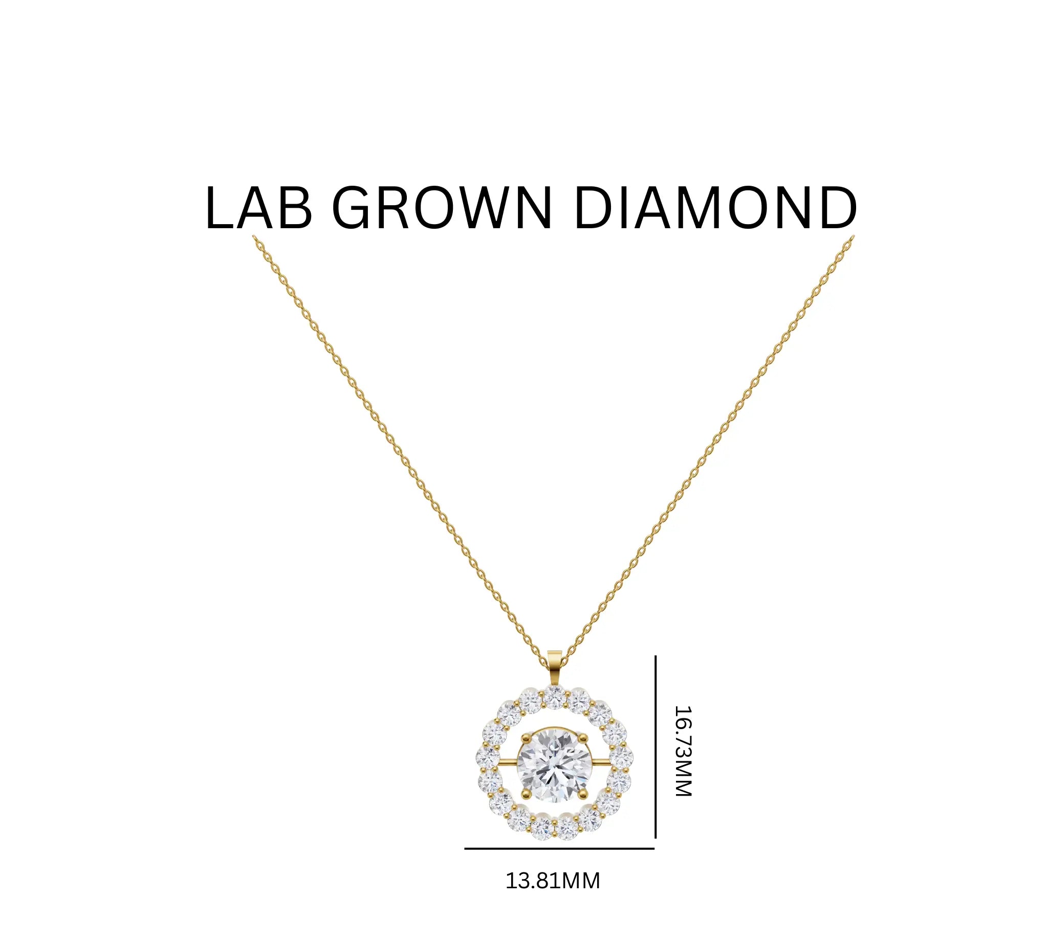 1.61ct Lab Grown Diamond Solitaire & Halo Crescent Pendant