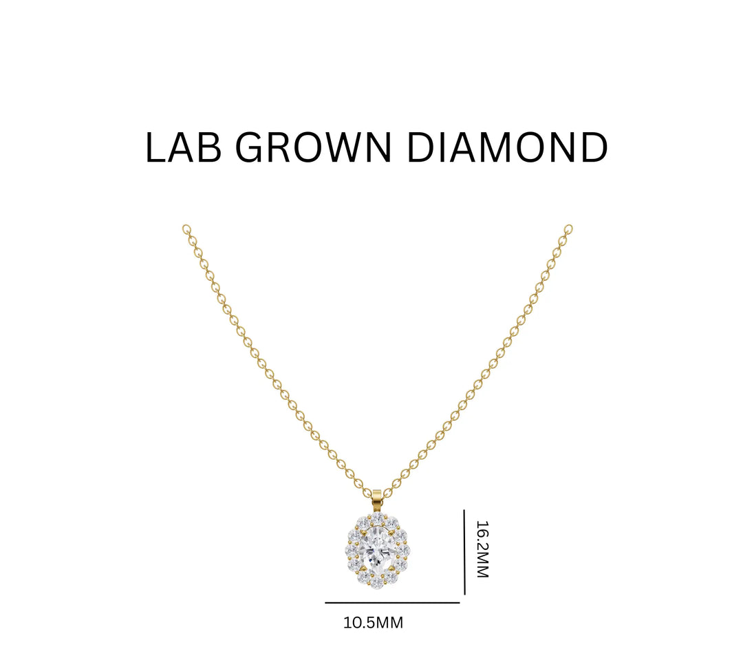 1.59ct Lab Grown Diamond Oval Radiance Halo Pendant