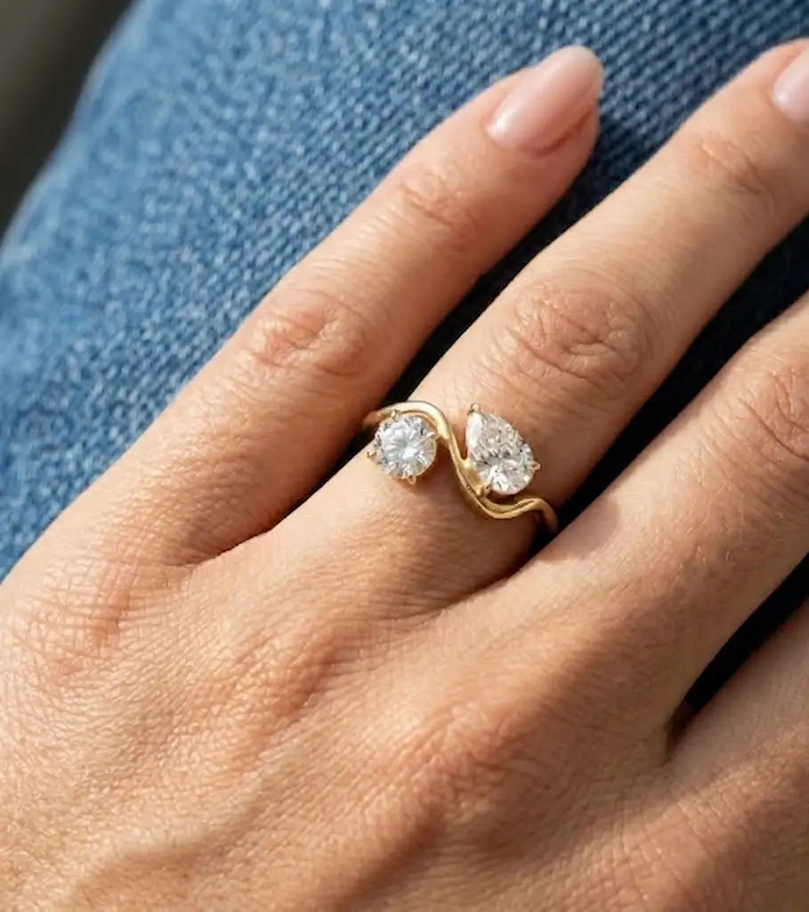 1.00 ct Lab-Grown Diamond Round & Pear Cut Ring