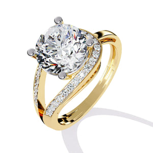3 Ct Round Solitaire with Pave Band