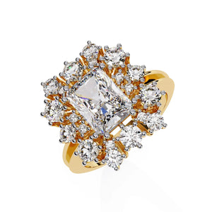 4.5 Ct Radiant Solitaire Halo Ring